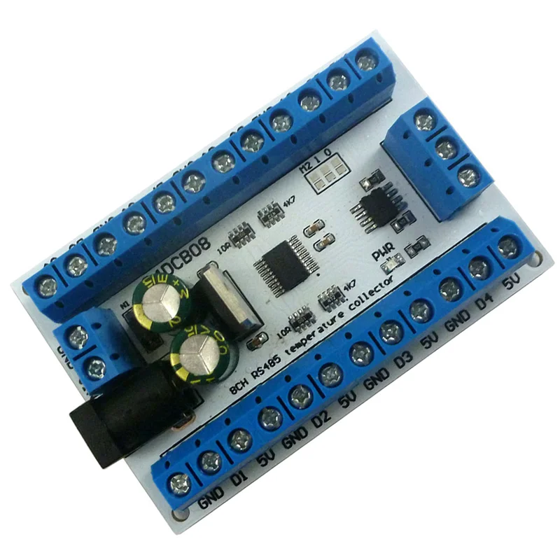 ELETECHSUP 8Ch Ds18B20 Rs485 Modbus Rtu مستشعر التحكم في درجة الحرارة وحدة رقمية عن بعد PLC R4DCB08 نادر