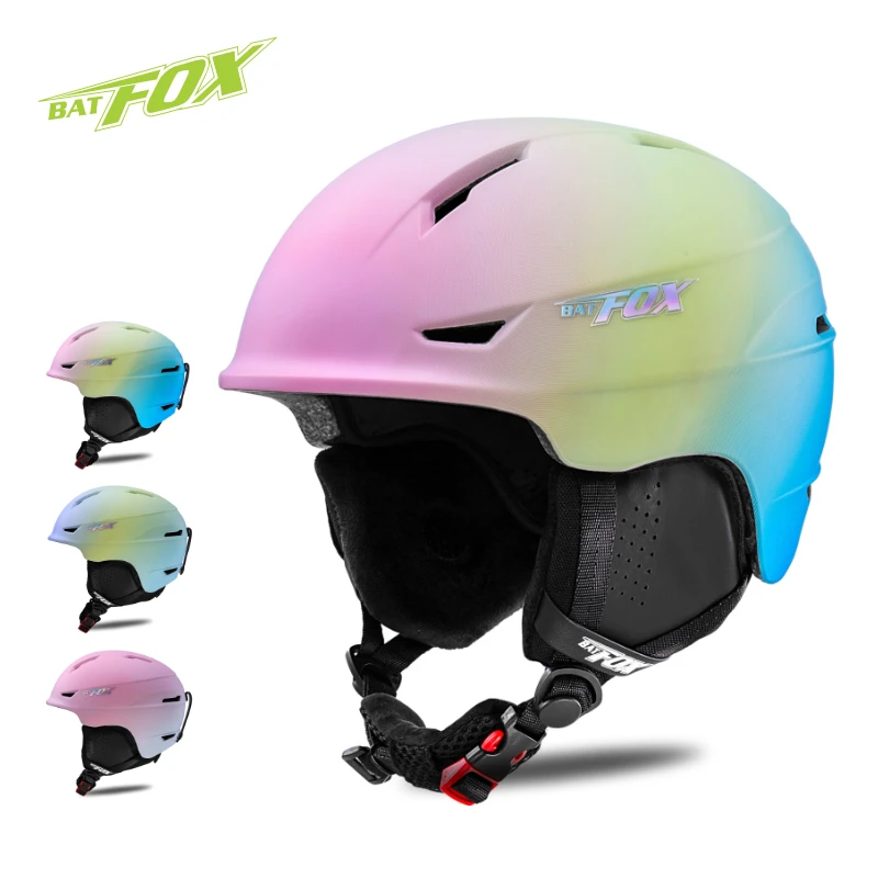 

BATFOX Women Pink Ski Helmet Removable Lining Crashproof Breathable SafetySki Snowboard Helmet Girl Ski Helmet