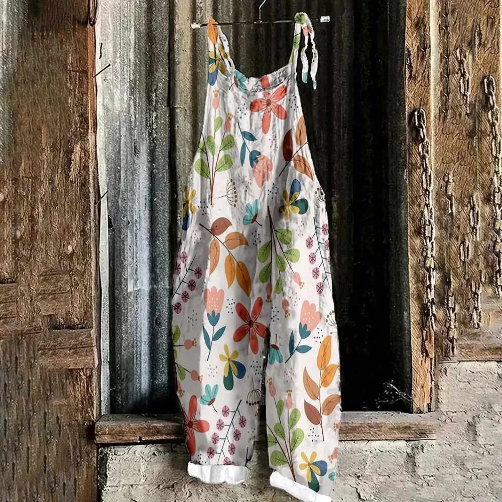 Summer 2025 women's fashionable and sexy jumpsuit, beautiful 3D butterfly print retro jumpsuit, adjustable shoulder straps