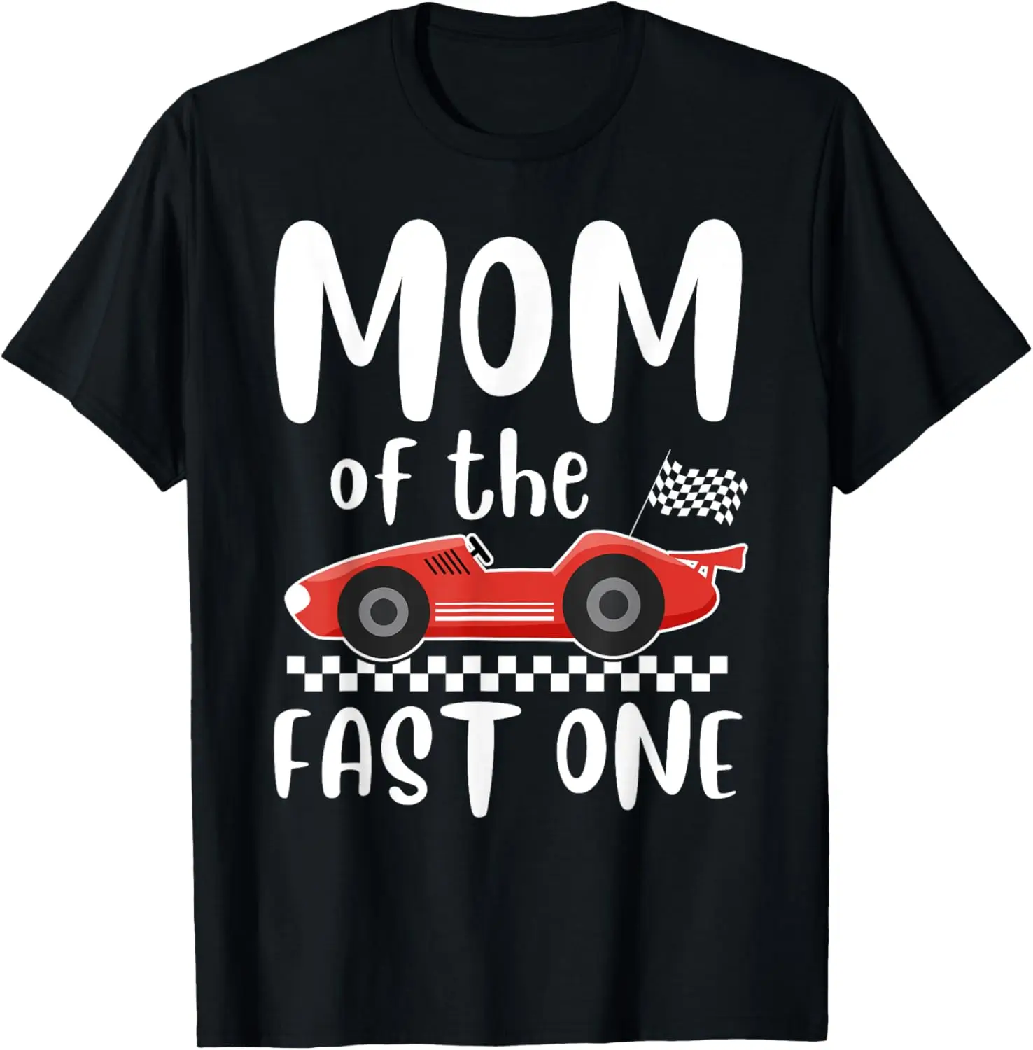 Passendes T-Shirt „Mom Of The Fast One 1st Race Car Birthday Family“.