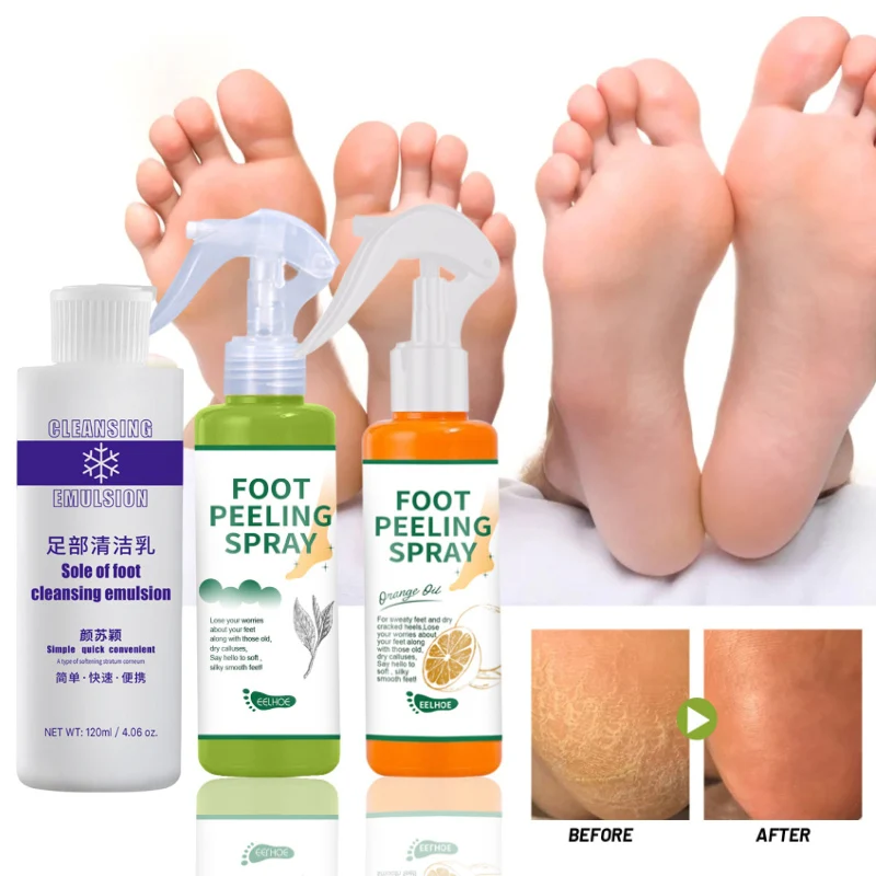 

120ml Foot Exfoliator Softener 100ml Foot Spray 6 Seconds Remove Dead Skin Calluses Anti-Cracked Heel Enhancer Nail Pedicure