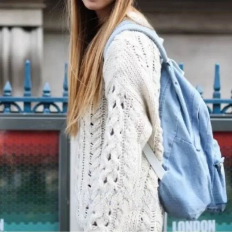 Large Capacity Backpack Fashionable and Breathable Denim Canvas Backpack Durable
