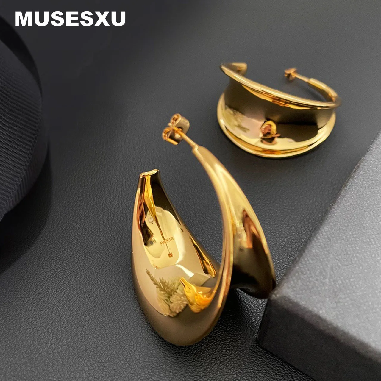 

Jewelry Luxury Fashion Brand High Quality Geometric Curve Shape Opening Ear Ring Asymmetric Earrings For Women's Party Gift