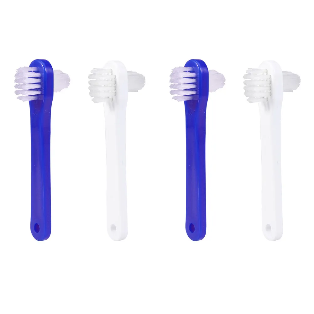 4Pcs Denture Brush False Teeth Dual Headed Toothbrush Cleaning Tool Non Slip Handle Large Small Brush Heads for Thorough Denture