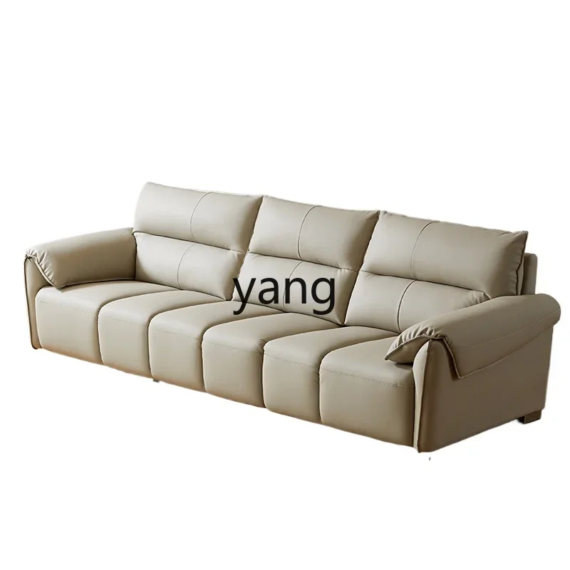 

Yjq leather sofa living room light luxury simple modern straight row four-person piano key leather sofa