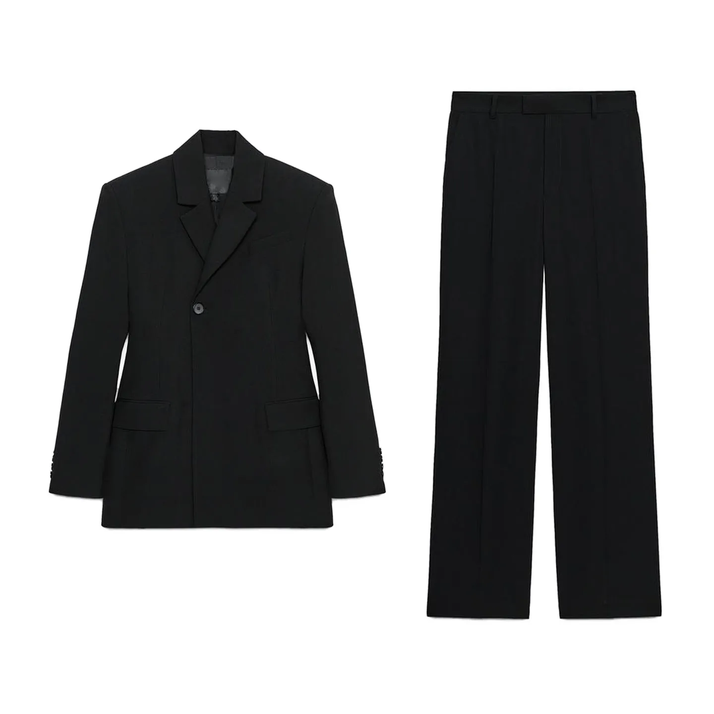 Casual Sle a medida Jaet botón decorado ajuste suelto cuello irt adelgazamiento pantalones largos fibra de poliéster longitud Regular Sve