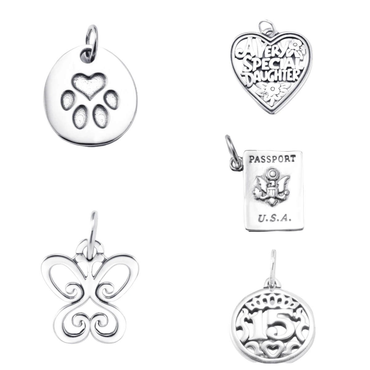 S925 James Avery's exquisite pet tag, heart butterfly and other charming DIY pendant