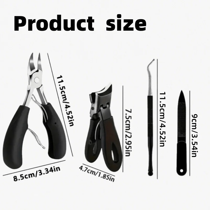 Conjunto de ferramentas de manicure para cortador de unhas de aço inoxidável resistente, kit de remoção de unhas e unhas com mandíbulas largas, lâmina curvada spla