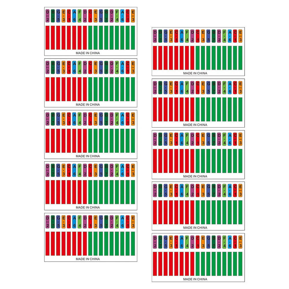 10 قطعة ملصقات ملاحظة كاليمبا الإبهام لوحة مفاتيح البيانو الشارات للمبتدئين ممارسة تعزيز دقة أداة الاصبع ملصق