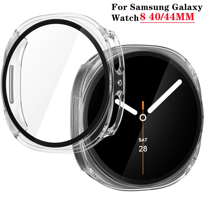 

Tempered Glass+Case for Samsung Galaxy Watch 8 accessories All-around hard PC Bumper Frame Screen Protector 40MM 44MM Cover