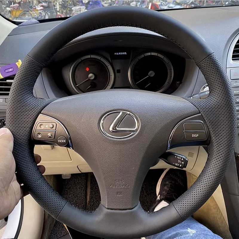 

Hand-stitched Non-Slip genuine Leather Car Steering Wheel Cover For Lexus ES240 ES250 ES300 2007-2012 interior accessories