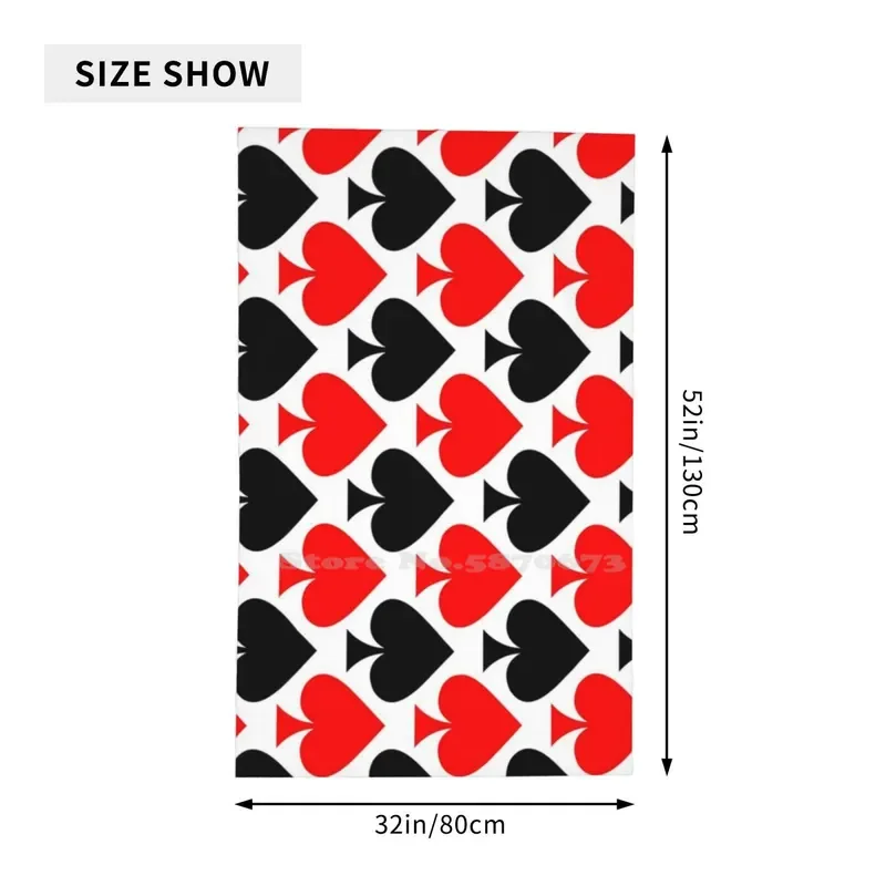 스페이드 "레드 앤 블랙" 부드러운 극세사 원단 여행 타올, 스페이드 에이스, 카디스트리, 매직 럭키 카지노 포커 패터
