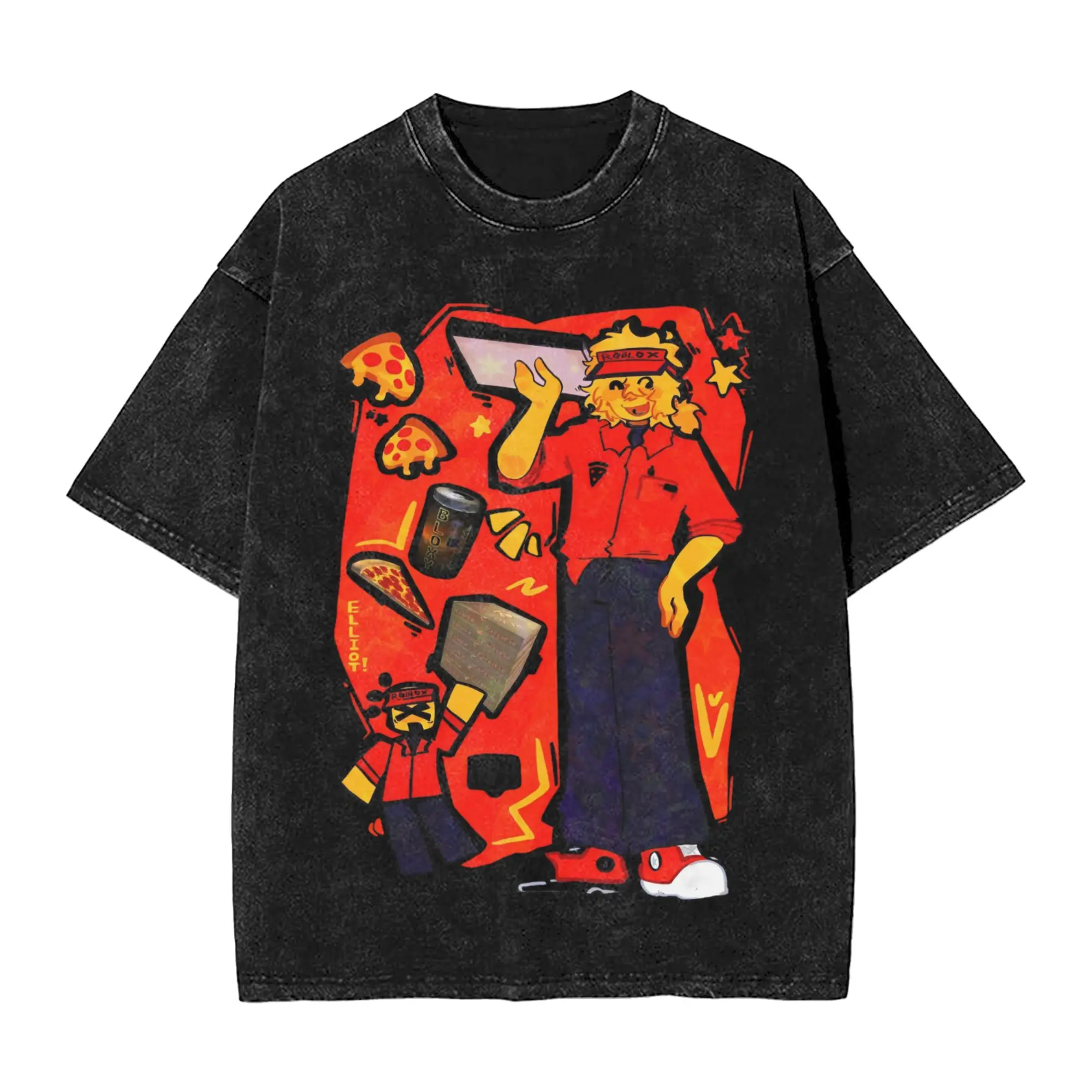 Washed T Shirt Forsaken ELLIOT Hip Hop Vintage T-Shirt Oversize Streetwear 100% Cotton Summer Tops Tops Tees Men Women