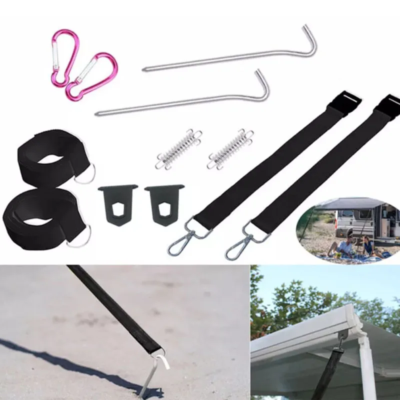 1Set Caravan Motorhome Outdoor Camping Tool For F35 F45 F65 For Fiamma Awning Tie Down Kit Type S Black Car Accessories