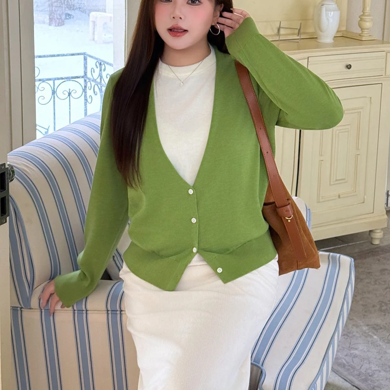 

XXXXL модные женские свитера больших размеров премиум-класса из двух предметов, простые шерстяные вязаные пуловеры контрастного цвета для поездок на работу 9325