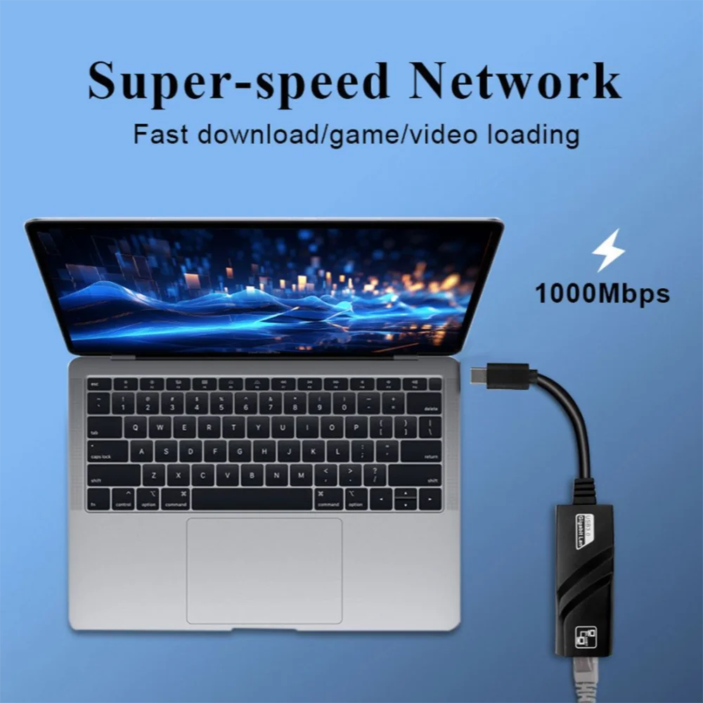 نوع C USB 3.0 إيثرنت USB-C إلى RJ45 1000Mpbs Lan محول لماك بوك برو سامسونج S22 هواوي شاومي نوع C بطاقة الشبكة