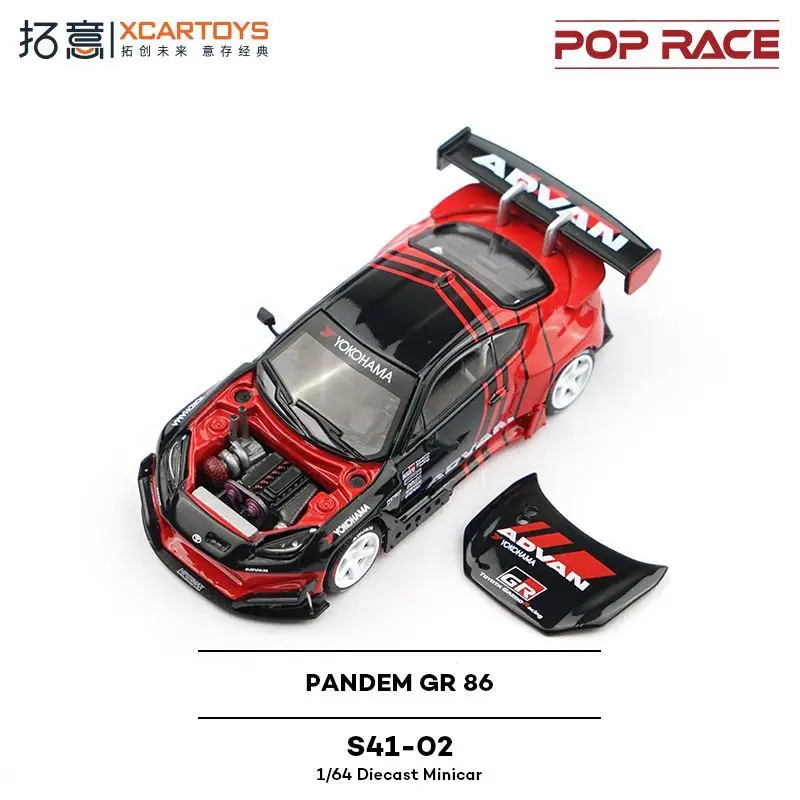 XCARTOYS 1/64 Diecast Car Model POPRACE PANDEM GR86 ADVAN Racing Alloy Miniature Vehicle Collectible Display Ornament Gift