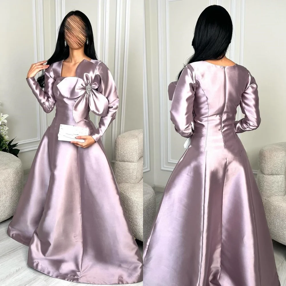 Customized Intricate Matching Pleat Handmade Flower Beading Sequined A-line Square Neck Long Dresses Bespoke Occasion Dresses