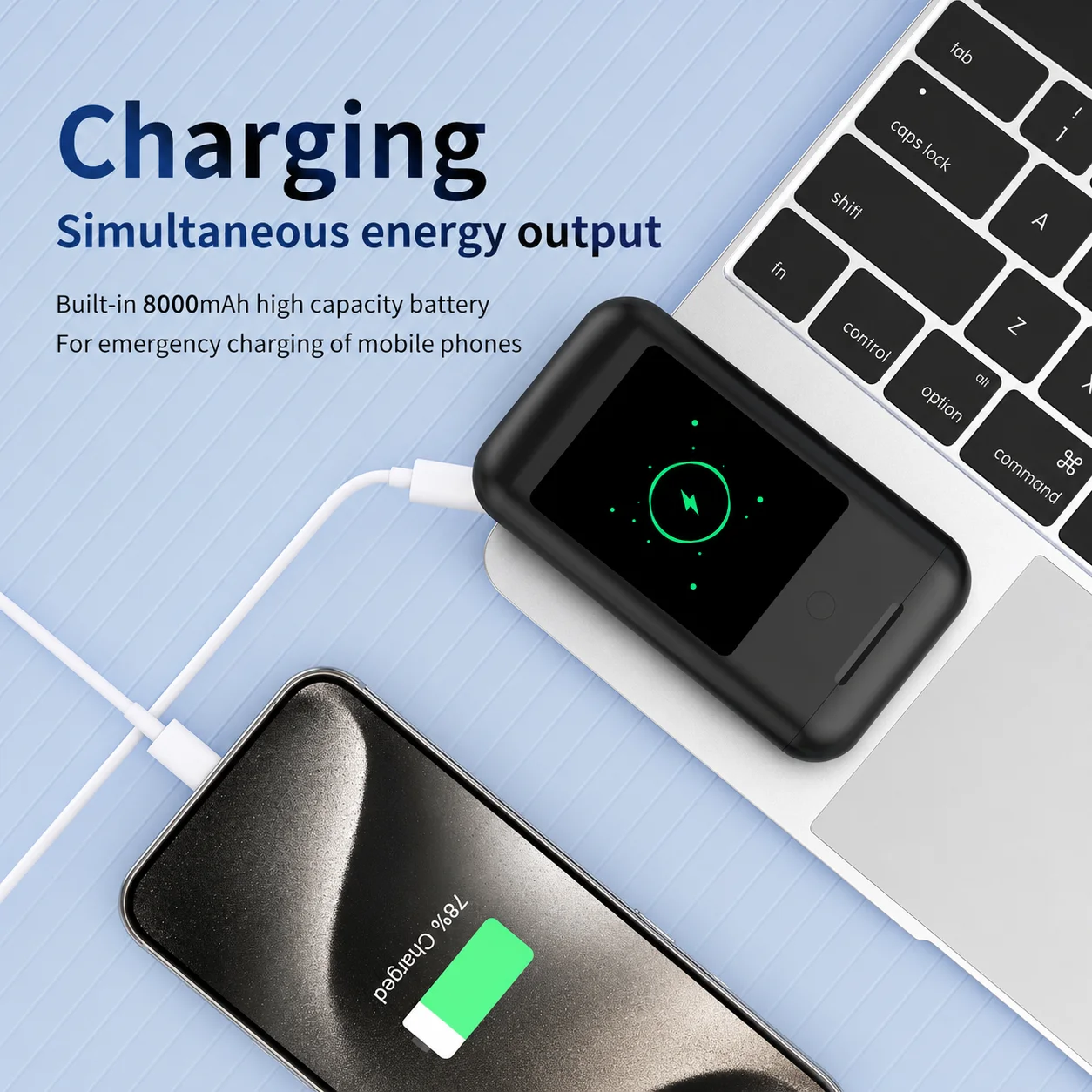 A92 BOX Smart TWS Wireless Earbuds Color Touch Screen Charging Case Built-in Power Bank Multifunction Bluetooth Headset With