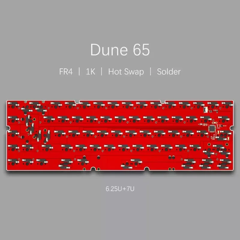 Dune65 Keyboard Wired PCB Custom Hot Swap/soldered FR4-TG135 Material 6.25u/7u/7u Wk 1K Return Rate 1.6MM PCB Board VIA Kailh