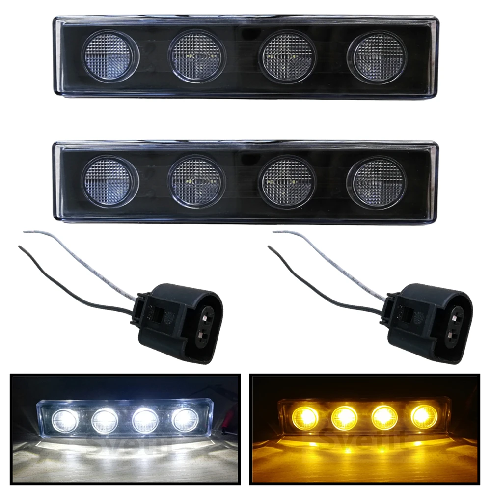 2Pcs 24V Front LED Lights For Scania Truck R450 R560 R730 P320 P360 P410 G440 Sun Visor Light With 2Pin Connector White Amber