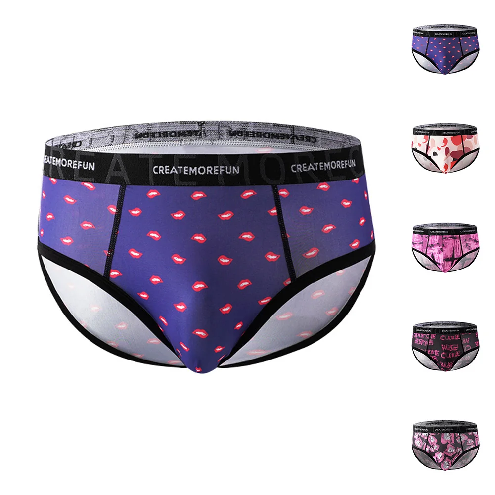الرجال مثير ملخصات الملابس الداخلية الحقيبة سراويل متوسطة الخصر السراويل الجليد الحرير الصيف محدب الحقيبة السروال مثلي الجنس الملابس الداخلية Peni #6