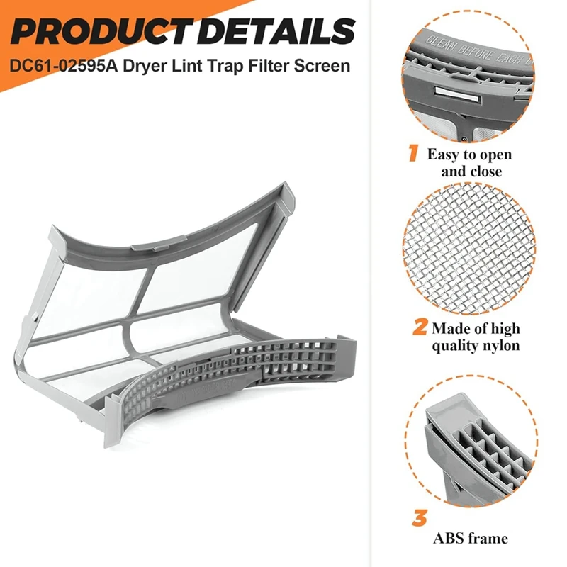 AB43-DC61-02595A Dryer Lint Filter Case Screen With Clothes Dryer Lint Vent Trap Cleaner Brush- For Samsung Dryer - 2069505