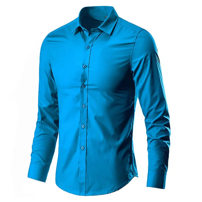 Social men\'s shirt Long sleeve non-ironing Business is decorated professional office casual easy to care solid color shirt