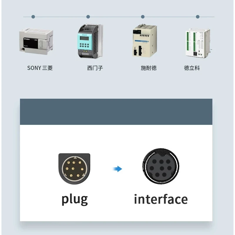 PLC Cable Male to Male S Terminal MD8 Mini Din 8 Pin Connector Round Head MD8 Pure Copper   Nickel  Plated Data Communication