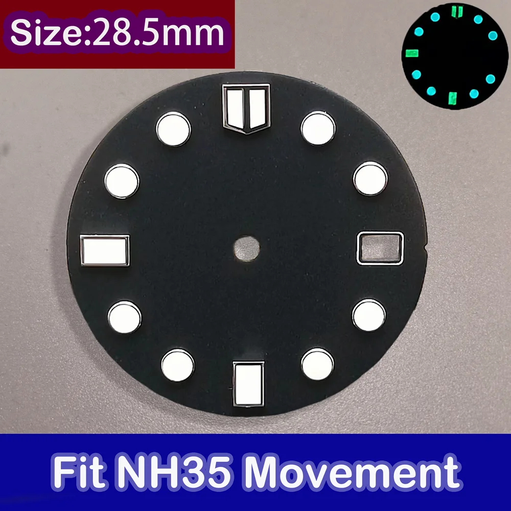 NH35 Dial 28.5mm dial diameter fish scale pattern Fit  H35/NH36 movement luminous dial  with single calendar watch accessories