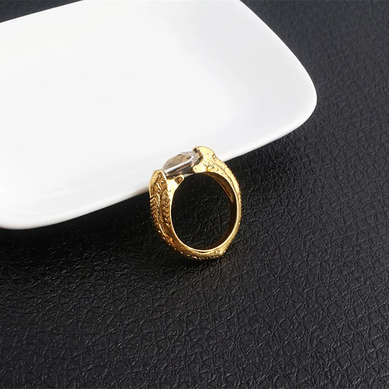 Vintage Black Resurrection Stone Ring, Black Champagne Crystal Gemstone Ring for Women and Men, Gothic Retro Jewelry, Wholesale