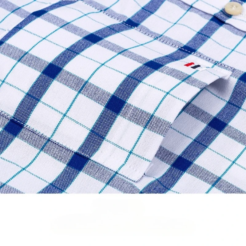 7XL 100% Cotton Oxford Man Shirts Short Sleeve Stripes Solid Color White Shirt Man Short Sleeve Shirts for Men Casual Business