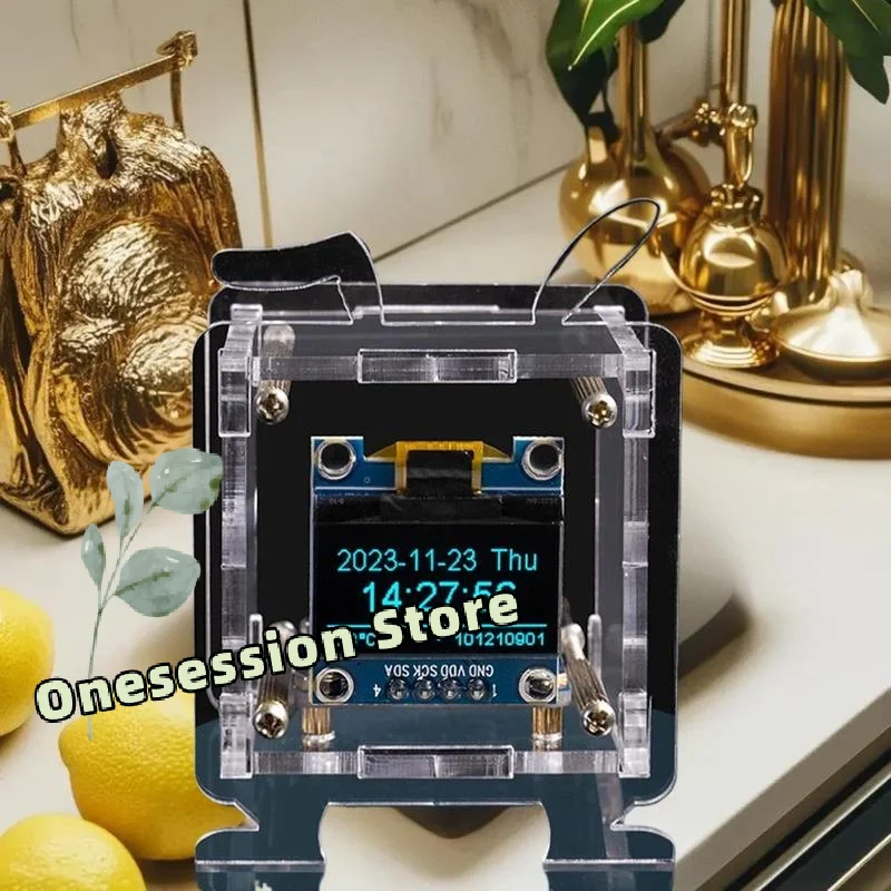 مجموعة ESP8266 WiFi Clock DIY مع OLED مقاس 0.96 بوصة - مشروع لحام IoT المغلقة للمنزل والمكتب