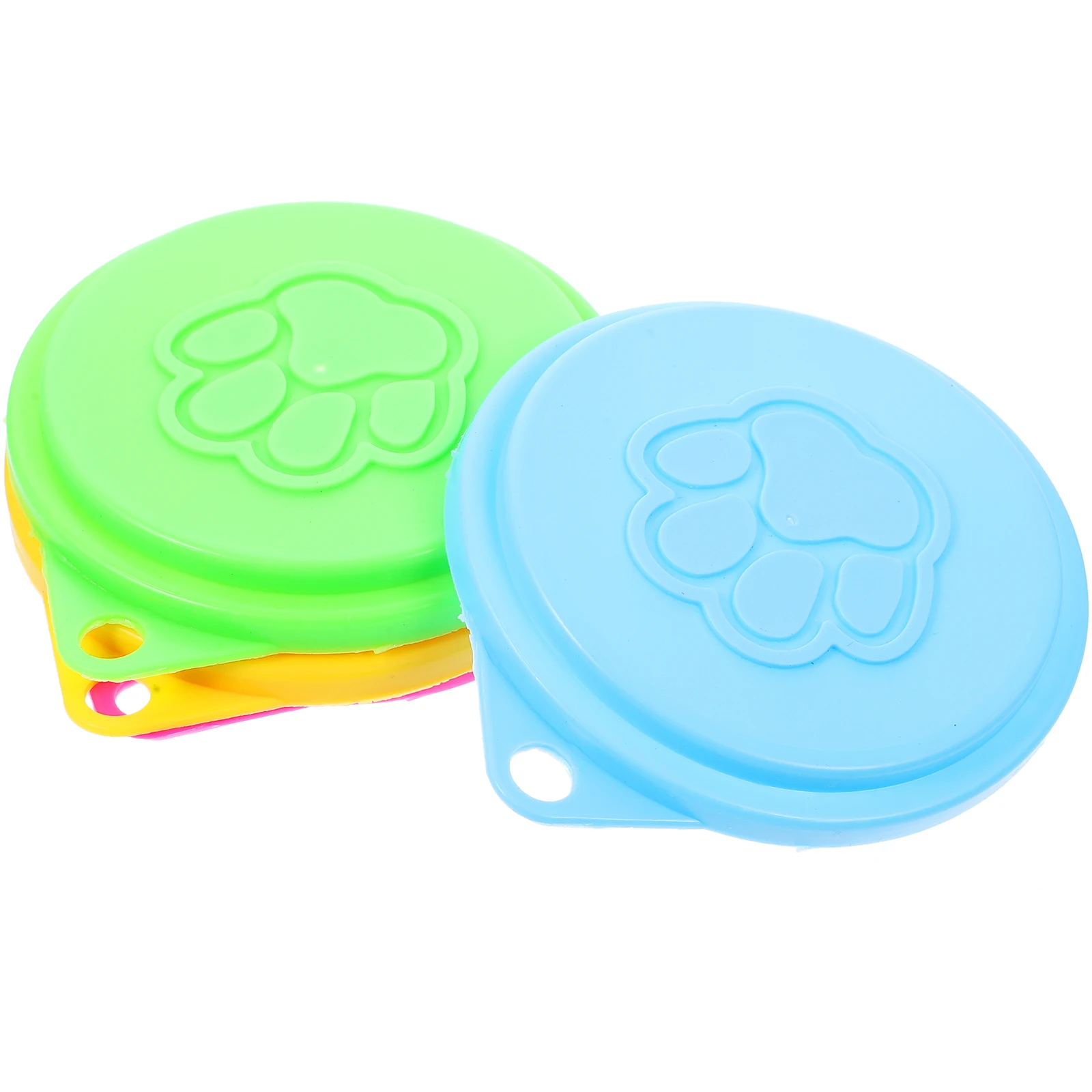 

6PCS Silicone Pet Can Covers Double-layer Cartoon Universal Dog Cat Tin Lids Reusable Storage (Random Color)