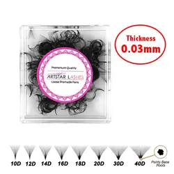 ARTSTAR Lashes Pointy Base Premade Fans 0.03mm Thickness  Loose Fans Professional Medium Stem Sharp Thin Eyelashes Extensions