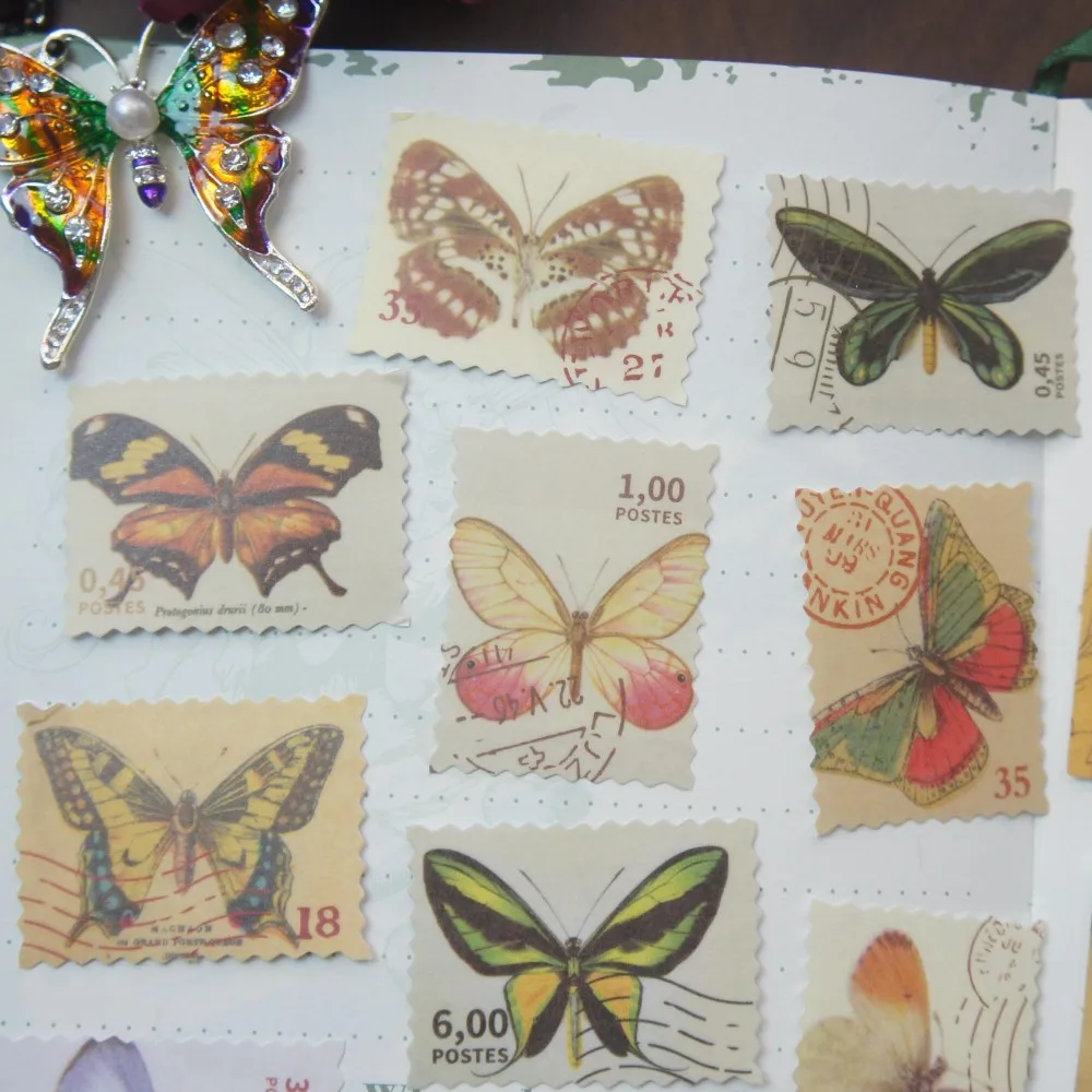

58pcs Butterfly Museum Paper Sticker Scrapbooking DIY Gift Packing Label Decoration Tag Party Decoration