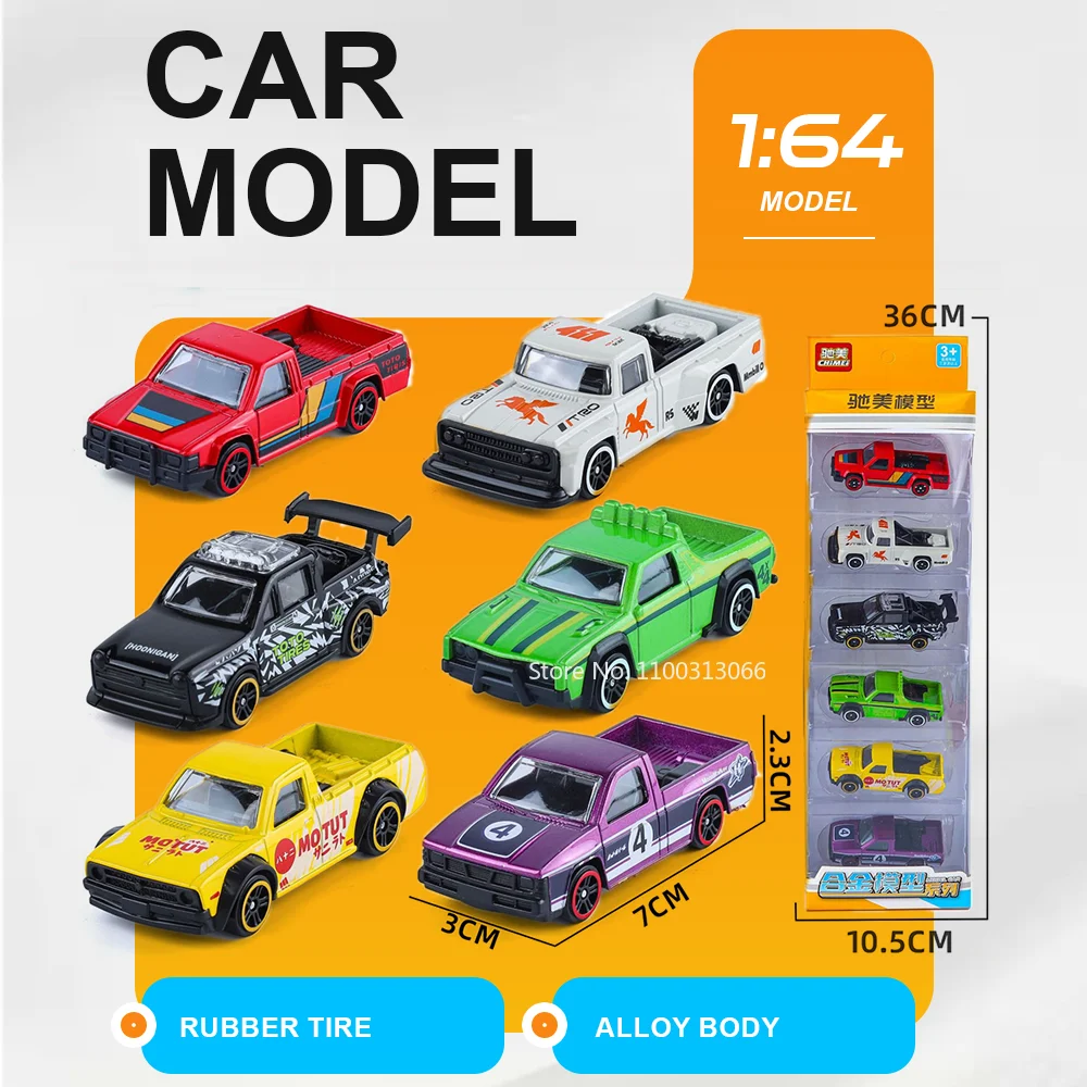 

1:64 Off Road Sports Car Model Miniature Diecast Toys Rubber Tire Sliding Drive Alloy Body Vehices Surprise Gift for Boyfriends