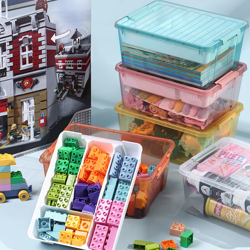 Storage Box Building Blocks Classified  Lego Transparent Toy Organizer With Lid Stackable Portable First Aid Kit Medicine Box