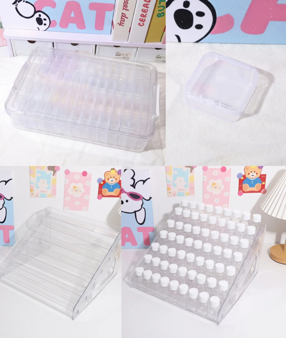 7-Tier Acrylic Bead Display Stand and PET Storage Box Set Clear Organizer for Perler Fuse Beads Seed Beads Jewelry Making Crafts