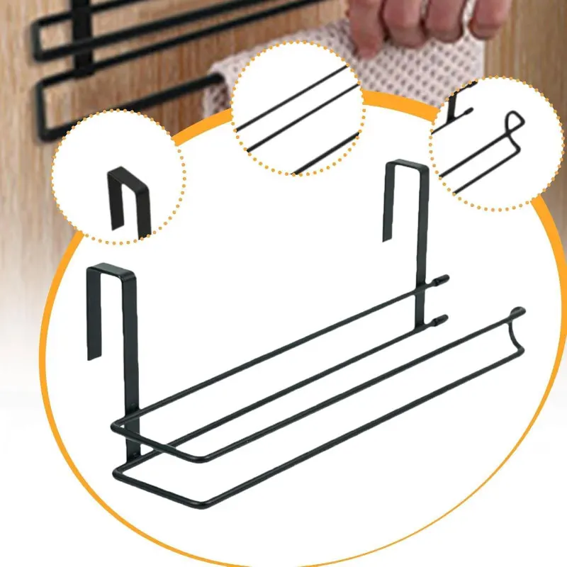 1/2pc Kitchen Towel Holder Lazy Rag Hanger Manganese Steel Punch-free Creative Wall-mounted Roll Paper Holder Rag Storage Rack ﻿