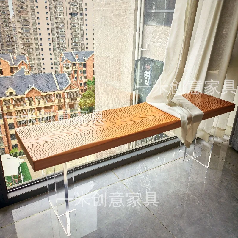 Nordic solid wood bench dining chair  shoe changing stool living room log dining tableacrylic suspended