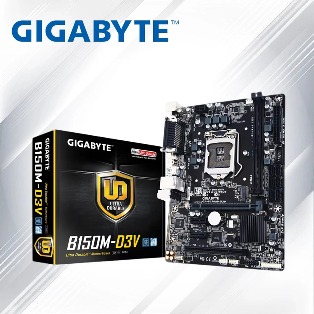 

NEW Gigabyte B150M D3V Desktop GA-B150M-D3V DDR4 Motherboard B150M B150 Socket LGA 1151 USB3.0 Motherboard