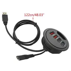 K43B Mounting In-Desk 4 Ports USB 3.0+Type C Hub Adapter Multi Splitter for PC Laptop