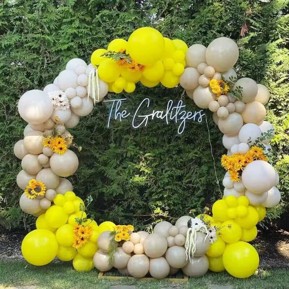 110Pcs Yellow Sand White Balloons Arch Garland Kit Sunflower Decoration Wedding Bridal Shower Birthday Party Decor Helium Globos