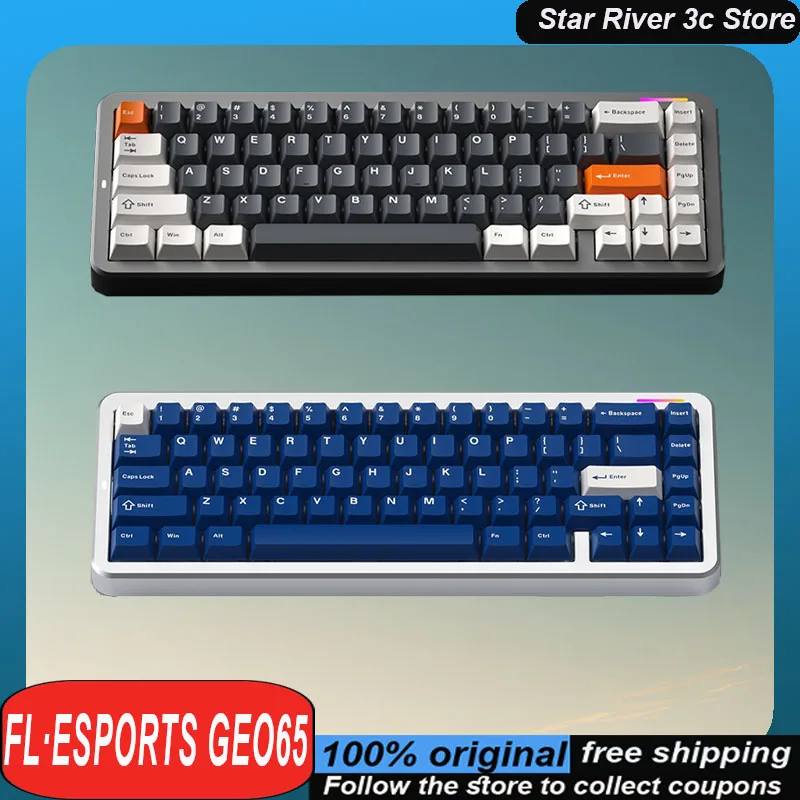 Fl Esports Geo65 Wireless Mechanical Keyboard Surface Anodizing Aluminum Alloy Bluetooth Hot Plug Rgb Customized Gaming Keyboard