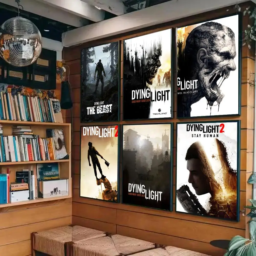 Parkour Action Game D-Dying Light Poster Self-adhesive Painting With Prints Home Bedroom Living Room Decoration Holiday Gifts