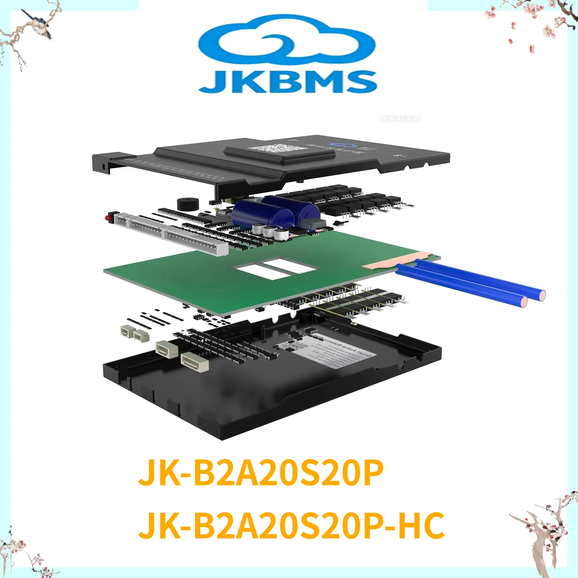

JK BMS JK-B2A20S20P 2A BALANCE CURRENT BMS 20S 200A 36V 48V 60V Li-Ion Battery Lifepo4 Battery Storage Bluetooth Bms TaiChang