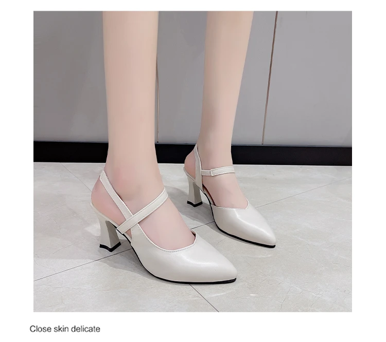 Zapatos De Mujer Women Cute Pointed Toe Brown Light Weight Hollow Out High Heel Shoes Lady Casual Black Comfort Party Shoes