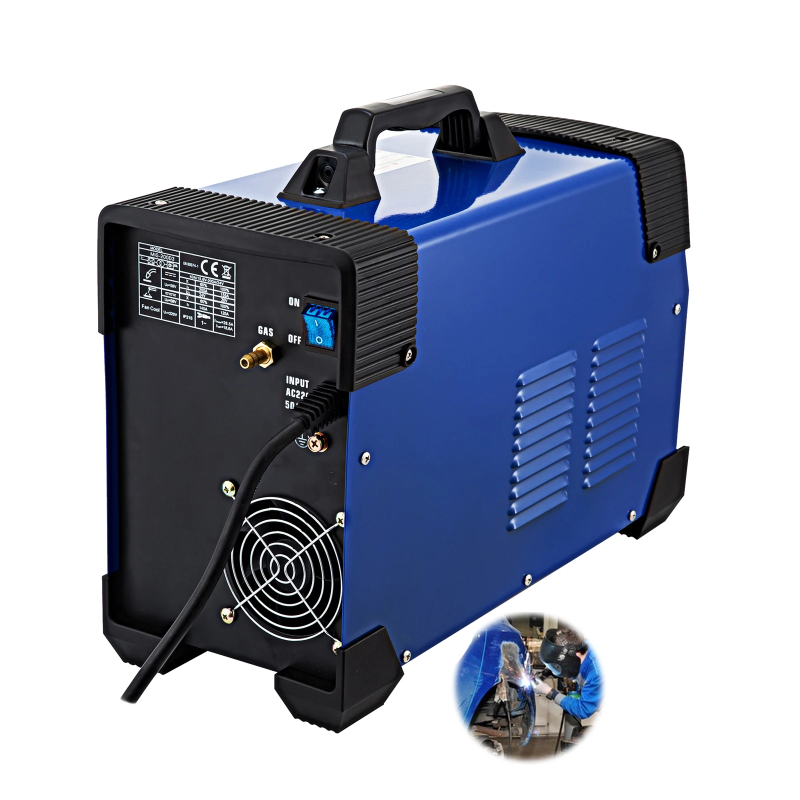 Welding Machine 3in1 Mig Welder Welding Machine MIG-200 MIG/TIG/Stick Arc 3-in-1 Inverter Welder 220V With Multi-Function Panel