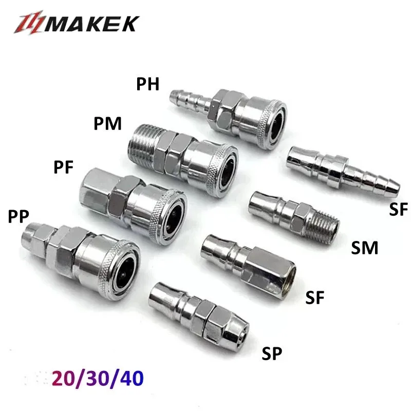 Pneumatic Fitting C Type Hose Quick Connector High Pressure Coupler Plug Socket PP SP PF SF PH SH PM 10 20 30 40 Air Compressor